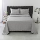 Ver imagem 2 de Kit Cobre Leito Elegance Casal Microfibra Colcha com Babado 3 Peças Cinza