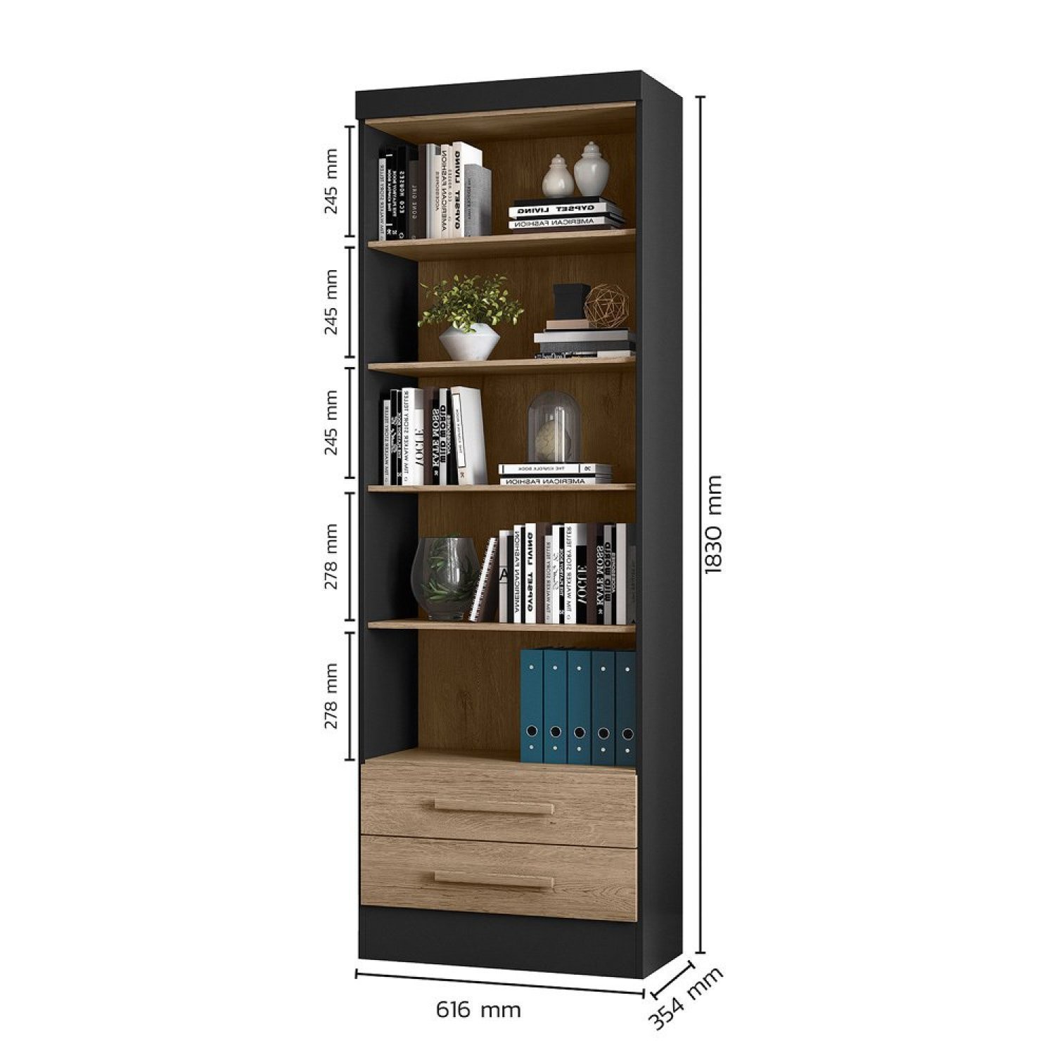 Estante para Livros 2 Gavetas Módulos e Complemento - 3