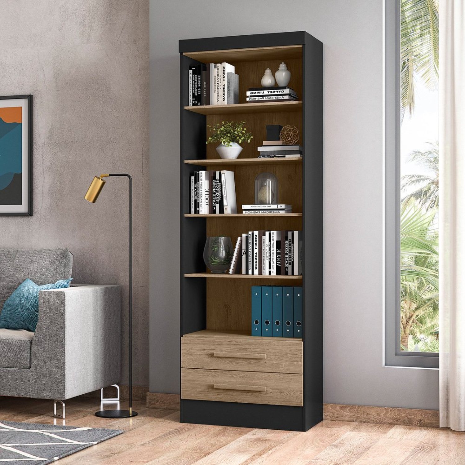 Estante para Livros 2 Gavetas Módulos e Complemento - 1
