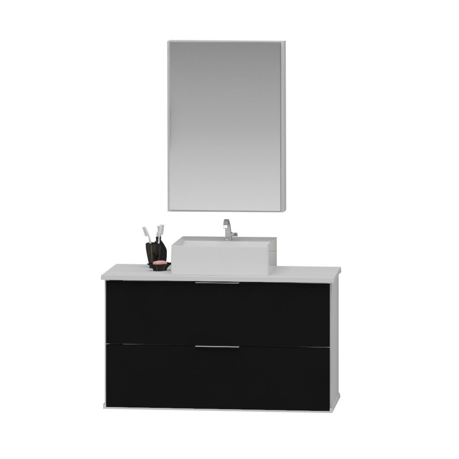 Gabinete Banheiro 80cm com Cuba Sobrepor e Espelheira Rubi Gabinetes Joia - 4