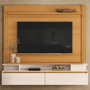 Ver imagem 1 de Painel TV 65 pol 181cm Bancada Suspensa Walle Cinamomo/Off H01 - Mpozenato