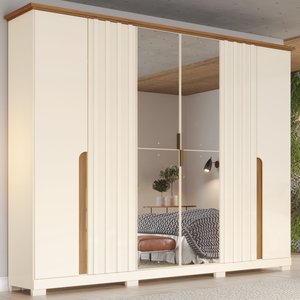 Guarda Roupa Casal com Espelho 6 Portas 6 Gavetas Napoli 