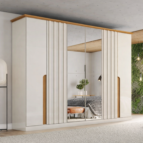 Guarda Roupa Casal com Espelho 6 Portas 6 Gavetas Napoli 