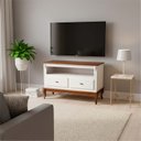 Ver imagem 1 de Rack para TV até 50 Polegadas 120 cm 2 Gavetas Pés Luis Xv em Madeira + Nicho
