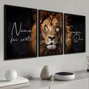 Ver imagem 1 de Kit 3 Quadros Leão Nunca Foi Sorte Sempre Foi Deus Moldura:preta