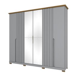 Guarda Roupa Casal com Espelho 6 Portas 6 Gavetas Napoli Henn - 4