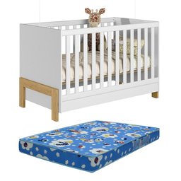 Quarto de Bebê Fantasia com Cômoda 4410 e Berço 4300 Qmovi Branco Acetinado + Colchão Ortobom - 2