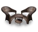 Ver imagem 1 de Conjunto de Poltronas Fibra Sintética Bali - 2 Poltronas + 1 Mesa Centro - Tecido Duna Cru
