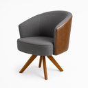 Ver imagem 1 de Poltrona Julia Giratoria com Couro Pes Madeira - Luxo Decor Cinza/couro