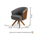 Ver imagem 2 de Poltrona Julia Giratoria com Couro Pes Madeira - Luxo Decor Cinza/couro
