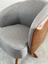 Ver imagem 3 de Poltrona Julia Giratoria com Couro Pes Madeira - Luxo Decor Cinza/couro