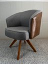 Ver imagem 4 de Poltrona Julia Giratoria com Couro Pes Madeira - Luxo Decor Cinza/couro