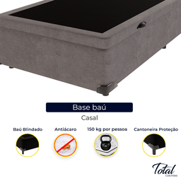 Cama Box Baú Casal Bipartida Suede Cinza - 2
