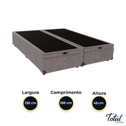 Cama Box Baú Casal Bipartida Suede Cinza - 4