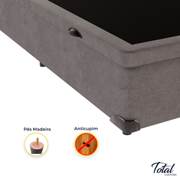 Cama Box Baú Casal Bipartida Suede Cinza - 3