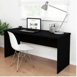 Mesa 1,80 Escritório Escrivaninha Tampo 40mm Preto Inteira Atacadao Dos Moveis - 1