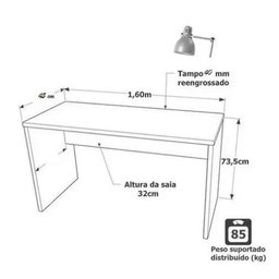 Mesa 1,80 Escritório Escrivaninha Tampo 40mm Preto Inteira Atacadao Dos Moveis - 3