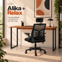 Ver imagem 4 de Conjunto de Escritório Mesa Alika e Cadeira Diretor Relax Preto