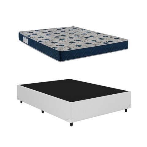 Cama Base Casal Branco Colchão Iso 60 D28 - Ortobom