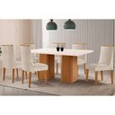Ver imagem 1 de Conjunto: Mesa Sala Jantar Maldivas Tampo c/ Vidro Curvo 180cm+6 Cadeiras Dakota Madeira Naturale/
