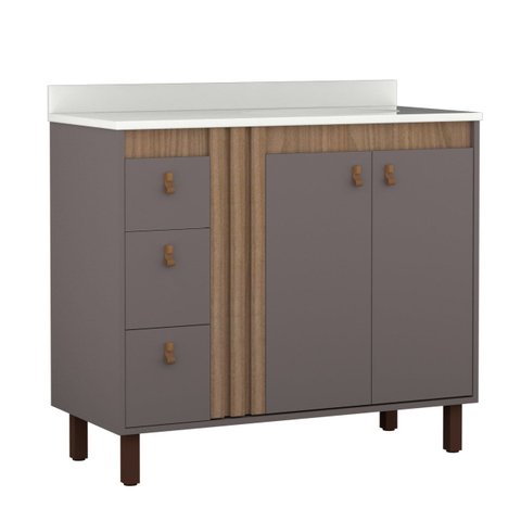 Gabinete para Banheiro com Tampo de Pedra Samir 100cm