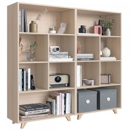 Estante para Livros Aurora 2 Portas 8 Prateleiras Nature/Verde - Bentec - 2