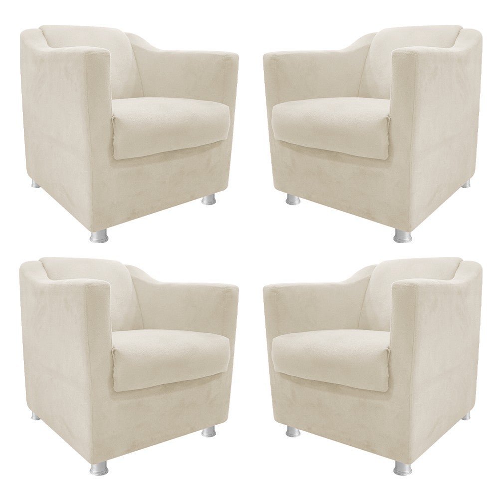 kit 04 Poltronas Decorativas Babel Sala de Estar Recepção Corano Bege - FLORENZZE MÓVEIS - 1