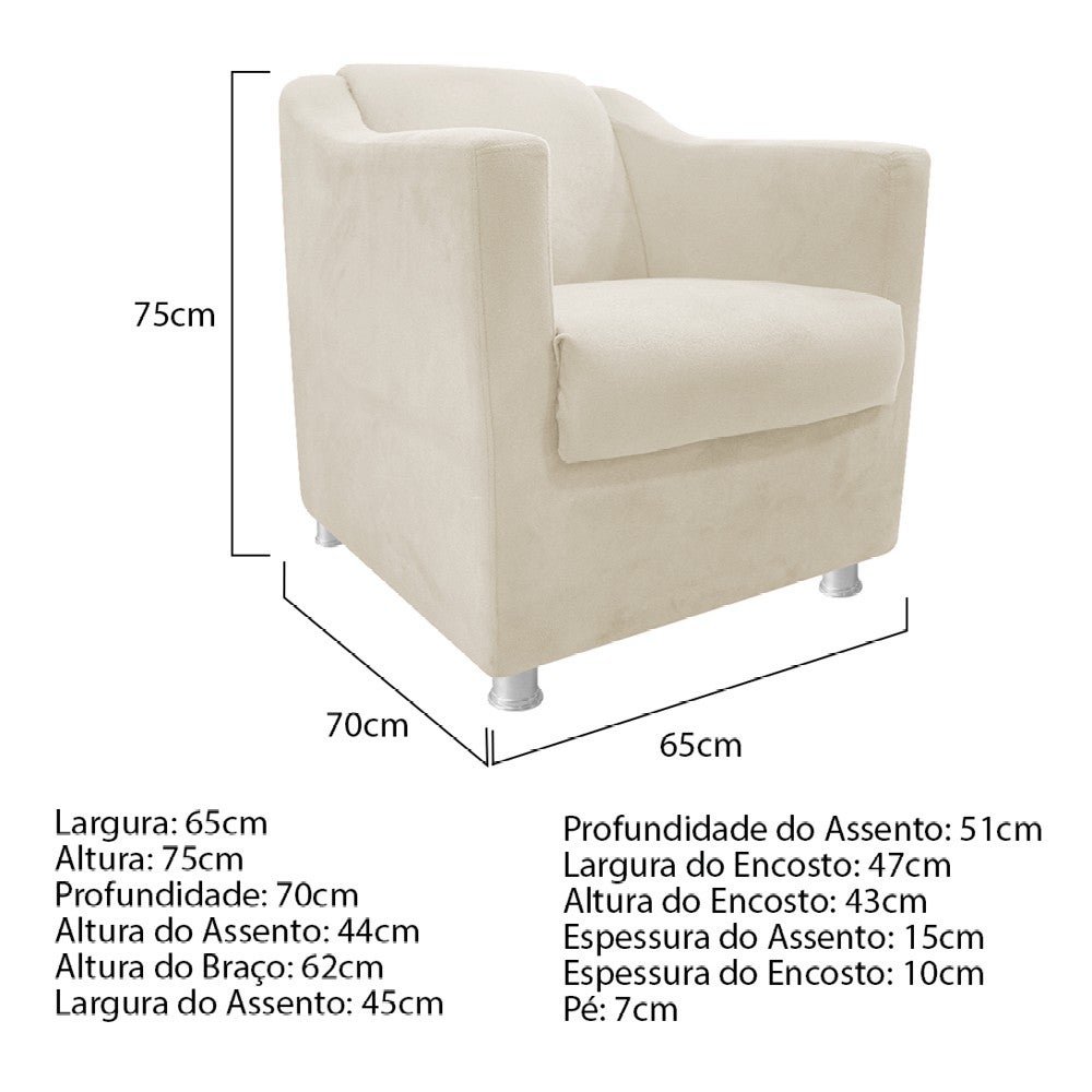 kit 04 Poltronas Decorativas Babel Sala de Estar Recepção Corano Bege - FLORENZZE MÓVEIS - 5