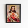Quadro Jesus Cristo Sagrado Coração Moldura Preta 60x40cm - 1