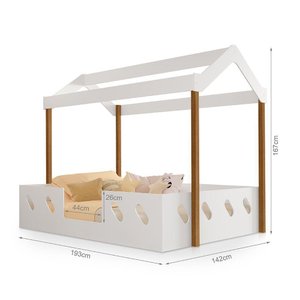 Cama de Criança Infantil Casinha Isa - Branca/mel Branco