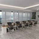 Ver imagem 7 de Estação de Trabalho 10 Lugares Office Smart 10 Mesas 8 Armários 1 Aparador - Off White e Cedro