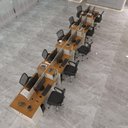 Ver imagem 1 de Estação de Trabalho 10 Lugares Office Smart 10 Mesas 8 Armários 1 Aparador - Off White e Cedro
