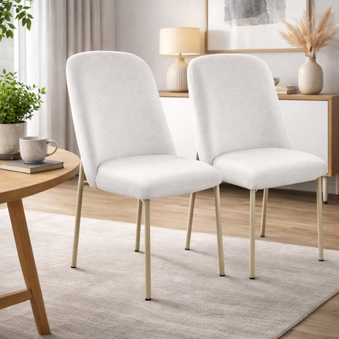 Conjunto com 2 Cadeiras Lucille Champanhe Linho Mescla