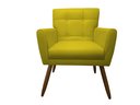 Ver imagem 3 de Kit Namoradeira + 2 Poltronas Decorativa Onix Couro Amarelo Pés Madeira Ms Decor