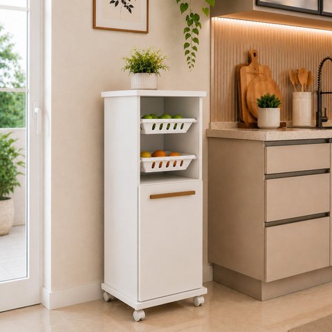 Fruteira para Cozinha 2 Cestos 1 Porta com Prateleira Removível Paraná Espresso Móveis
