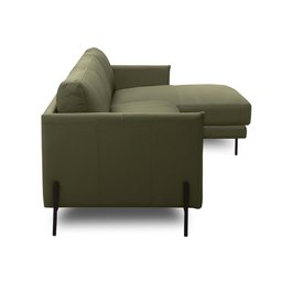 Sofá Decorativo Karine 6 Lugares Sala de Estar 360cm com Chaise Pés em Aço Couro Fendi G88 - Gran Be - 6