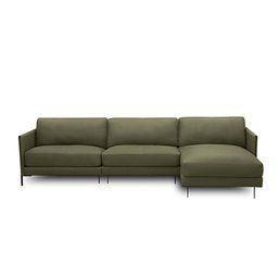 Sofá Decorativo Karine 6 Lugares Sala de Estar 360cm com Chaise Pés em Aço Couro Fendi G88 - Gran Be - 5