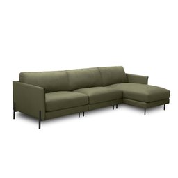 Sofá Decorativo Karine 6 Lugares Sala de Estar 360cm com Chaise Pés em Aço Couro Fendi G88 - Gran Be - 2