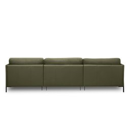 Sofá Decorativo Karine 6 Lugares Sala de Estar 360cm com Chaise Pés em Aço Couro Fendi G88 - Gran Be - 7