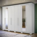Ver imagem 6 de Guarda Roupa Casal Master New 8 Portas 4 Gavetas com Espelho Cômoda Havana Branco Brilho Santos