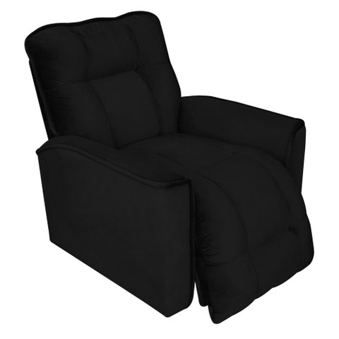 Poltrona do Papai Reclinável Confortável Manual Comfort Veludo Preto - Montanaris Decor
