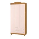 Ver imagem 2 de Kit Lara Cômoda e Guarda Roupas Clean Moderno Mdf Resistente:nature Rosa