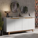 Ver imagem 2 de Buffet Quatro Portas Flow Branco/Freijó – EJ Móveis