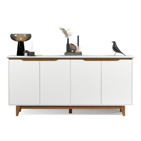 Buffet Quatro Portas Flow Branco/Freijó – EJ Móveis