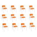Ver imagem 2 de Kit 12 Cadeira Iso Infantil Creche, Escola Base Branco Laranja