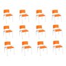 Kit 12 Cadeira Iso Infantil Creche, Escola Base Branco Laranja - 2