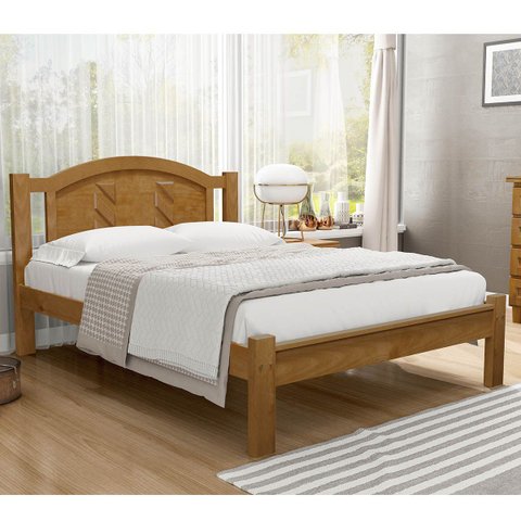 Cama de Casal 197cm X 146cm Grécia Imbuia Madeira Pinus - Cavazotto