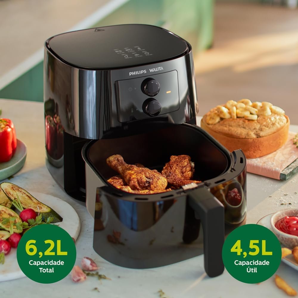 Fritadeira Airfryer Série 3000, Philips Walita, com 6.2l de Capacidade, Preta, 2000w, 110v - Hd9206/ - 6