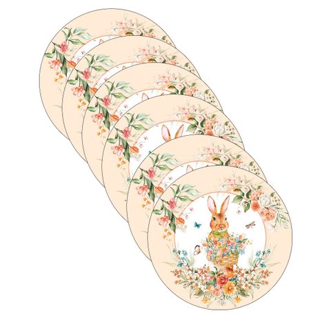 Kit Sousplat Páscoa Jardim Nsw 6 Peças sem Base
