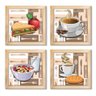 Quadro Decorativo Cozinha Café Padaria Copa 20x20cm Kit 4 un Arte na Arte Moldura Preta - 1